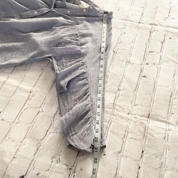 Anthro Mave Women's Blue Stripped Pull Over Ruffled Sleeves XS P Boho Preppy - Picture 7 of 10